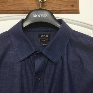 APT 9 Men's Slim Fit Dress Shirt in Dark Blue Size Large